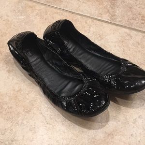 Tory Burch Eddie Patent black ballet flats